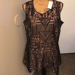 Lane Bryant tan and black patterned top NWT sexy